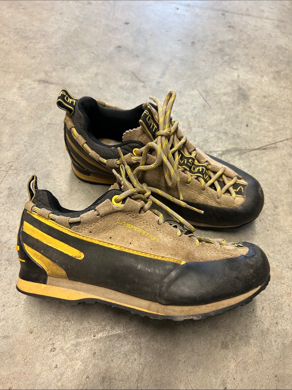 La Sportiva Brown and Yellow Approach Shoes